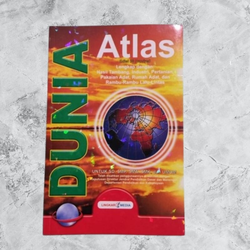 ATLAS DUNIA ATLAS INDONESIA DAN DUNIA JUMBO 38 PROVINSI UNTUK SD SMP SMA HVS FULL COLOUR - Lingkar M