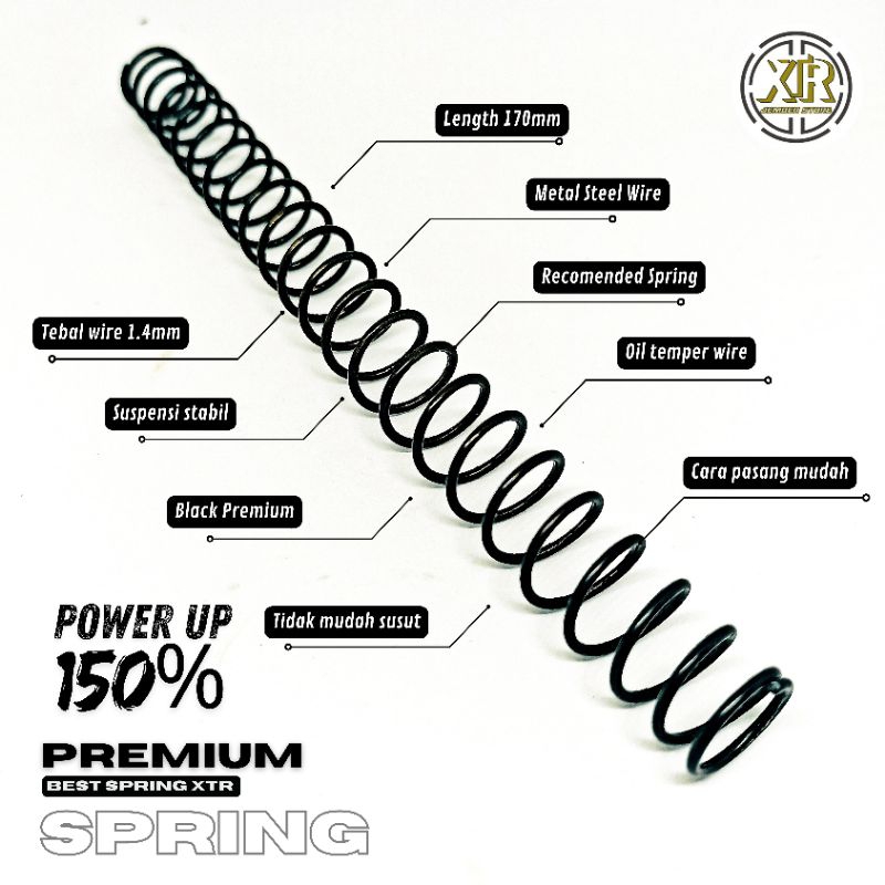 Spring Upgrade Black flat 14mm Per pegas piston wire 1.4mm 170mm