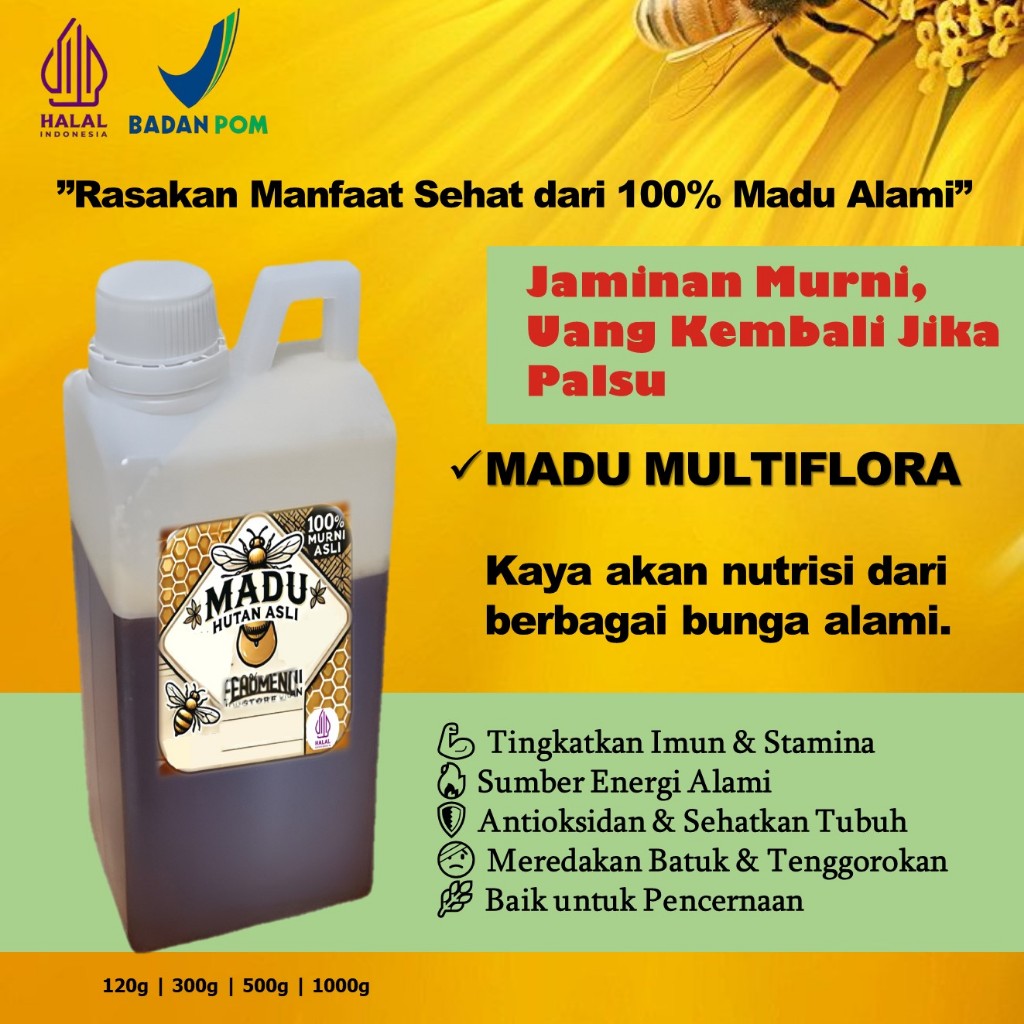 

Madu Multiflora Super 1kg – Asli, Murni, Alami, Raw Honey, Tanpa Campuran!