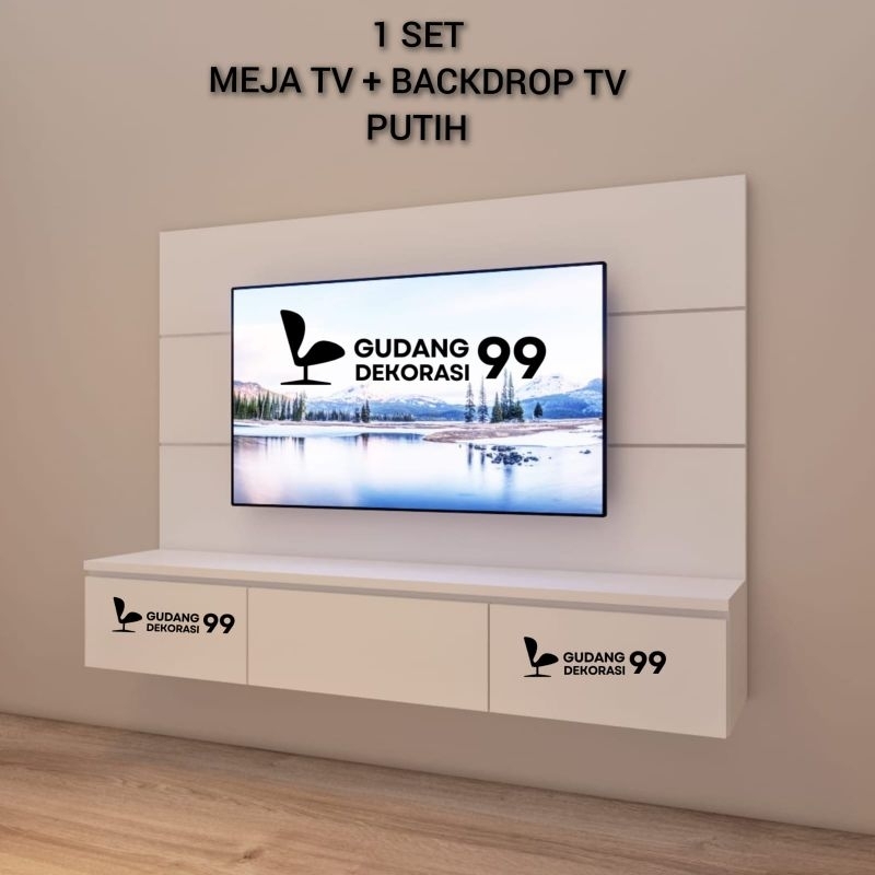 Meja Tv Minimalis Gantung variasi  pintu semua + Backdrop Tv / Meja Tv minimalis / Meja Tv Gantung /
