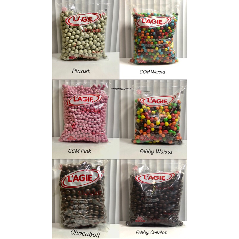 

Cokelat L’Agie 1kg Lagie Planet, Lagie Chocoball, Lagie Febby Warna, Lagie Febby Cokelat, Lagie GCM Cokelat, Lagie GCM Pink