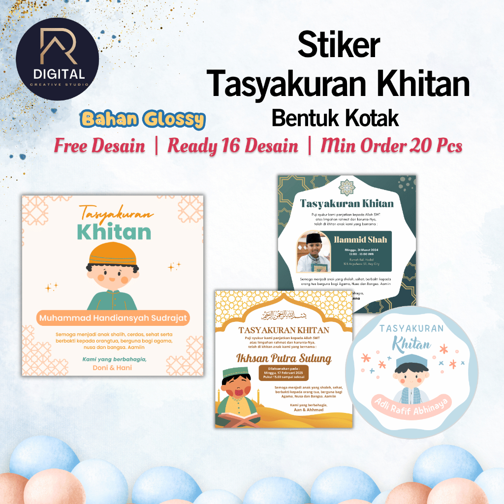 

STIKER TASYAKURAN KHITAN / SYUKURAN KHITAN / WALIMATUL KHITAN