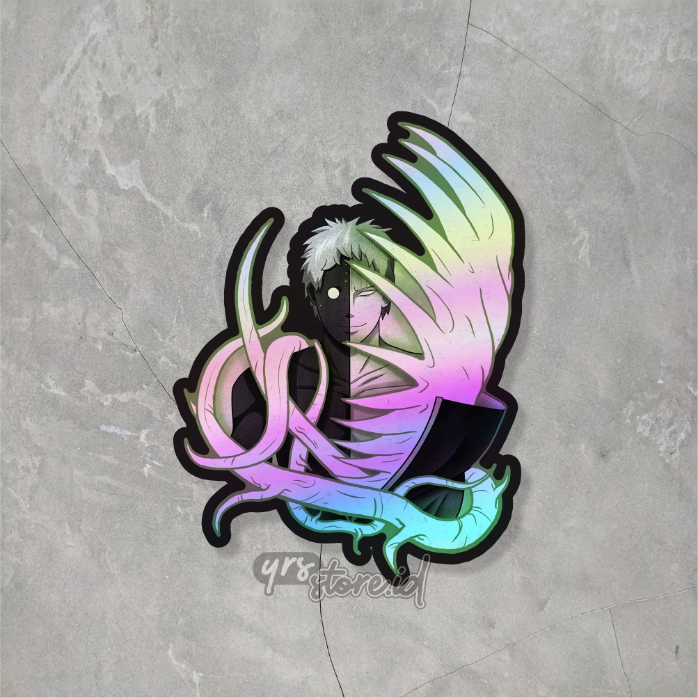

Sticker Anime Hologram Zetsu Hitam Ukuran +- 7x5,2 cm sticker case hp laptop dll