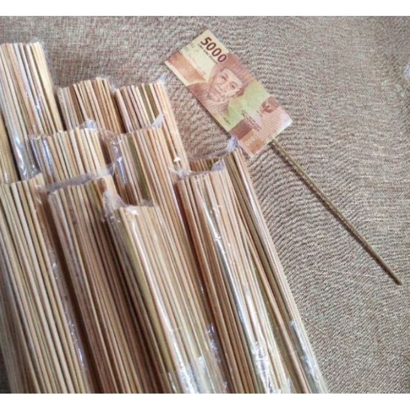 TUSUK BUKET bambu ujung tumpul isi 130 pcs / tusuk sate buket / stik bambu buket uang / tusuk stik b