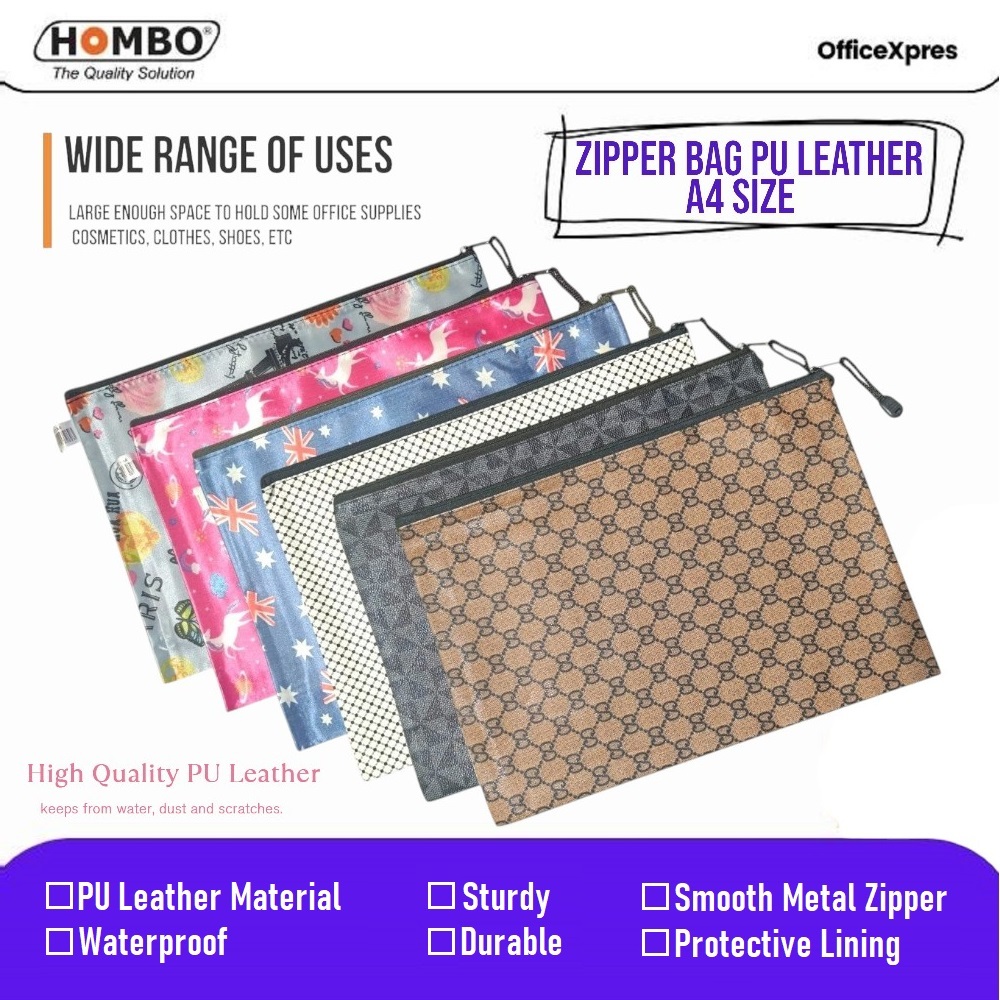 

Zipper Bag PU Leather A4 / Map Resleting A4 / Map Zipper Motif / Tas Zipper A4 / Dompet Zipper A4