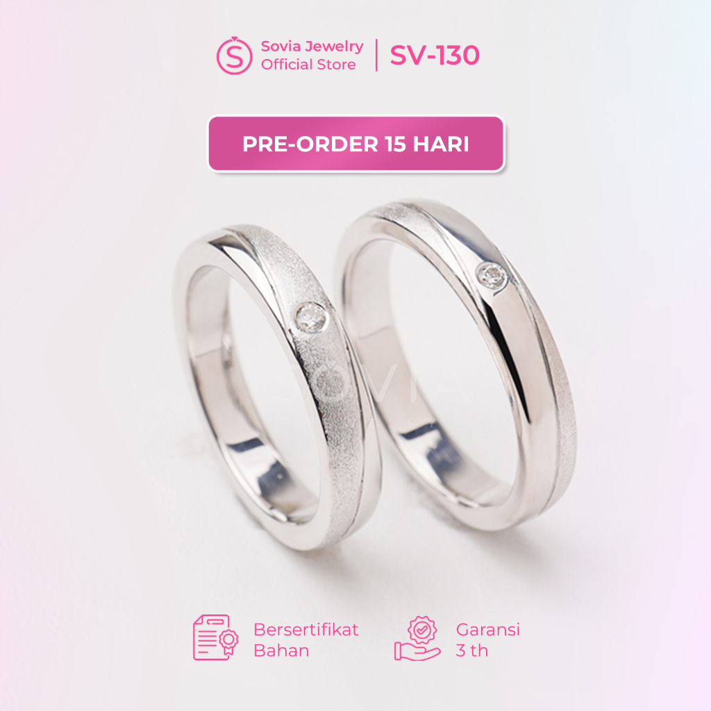 Sovia Jewelry Cincin Kawin Couple Perak Rhodium Desain SV-130