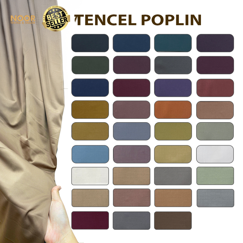 Katun Tencel Poplin POLOS | Bahan Baju Koko | Kemeja Pria | Sarimbit Keluarga TERMURAH METERAN