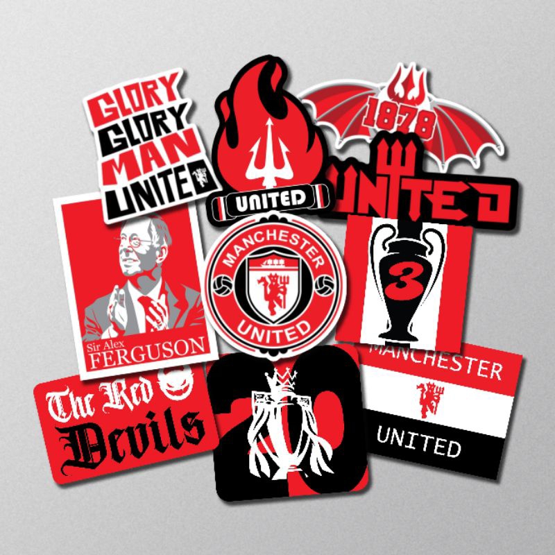 

Sticker Manchester United Isi 10 Pcs l Stiker Man United l Stiker The Red Devils
