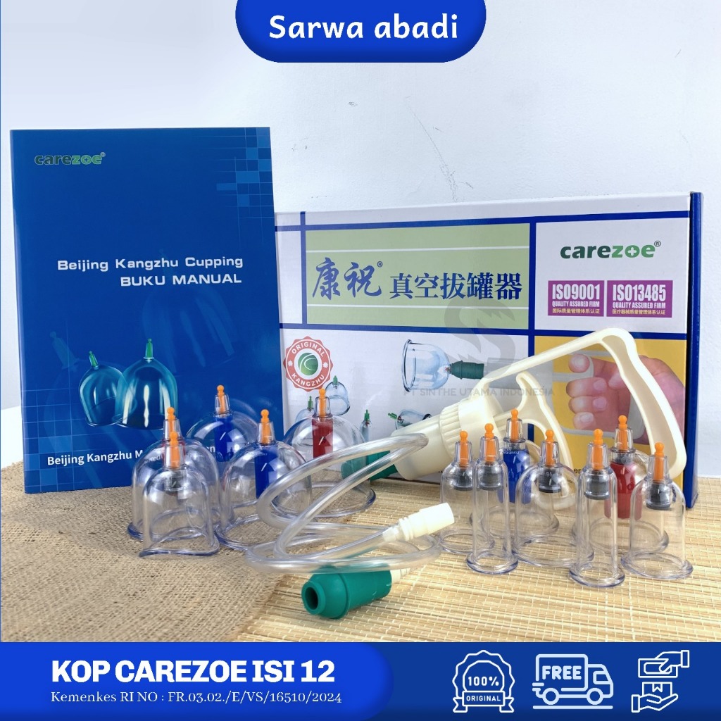 Kangzhu Carezoe Alat Bekam isi 12 Kop Angin | Cupping Carezoe Alat Bekam Kop 12 pcs