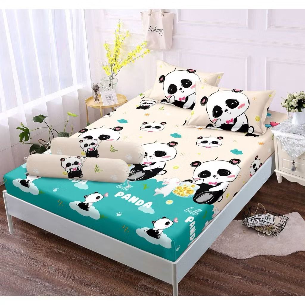 Sprei karakter motif Panda Gradasi 180x200 160x200 120x200/Seprei homemade katun premium 1set sarung