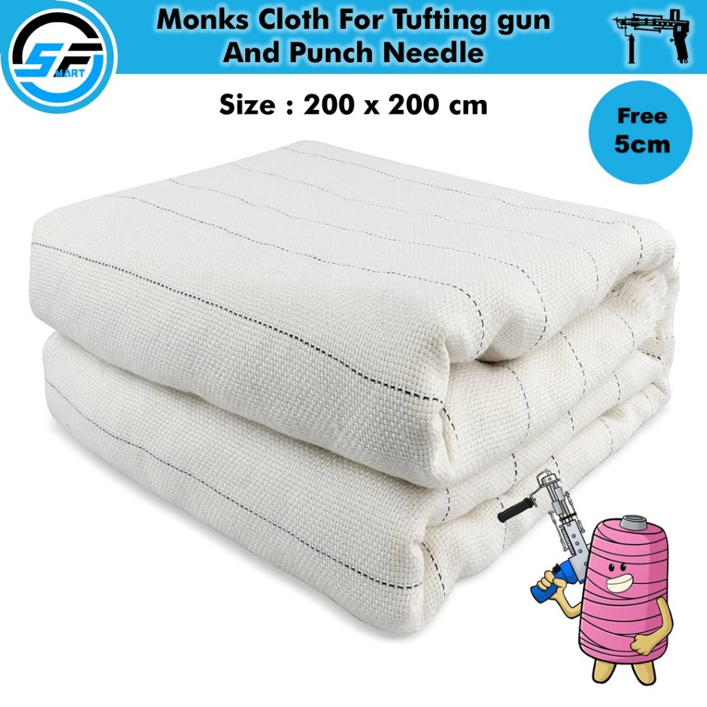 Ready stock 200x200 cm monks cloth/Tufting cloth /kain punch needle/cotton tufting fabric