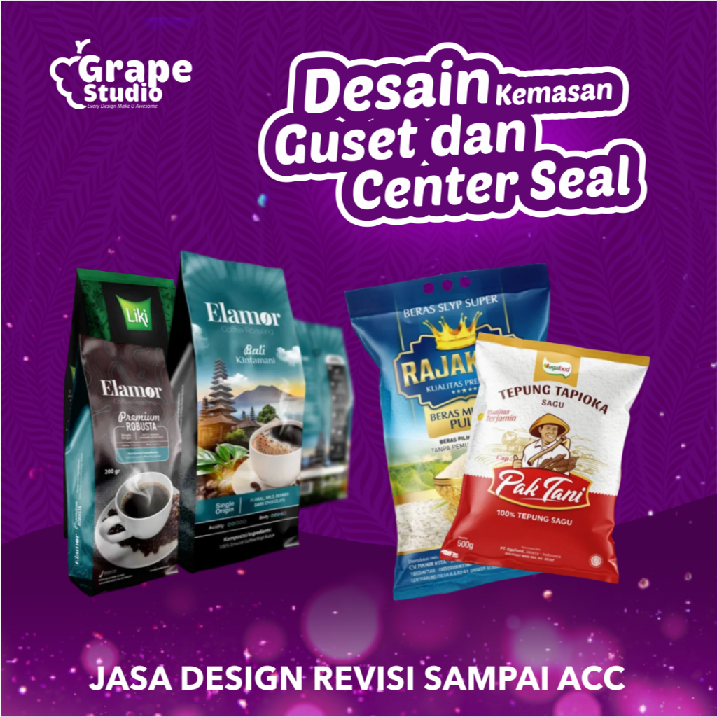 Jasa Desain Grafis profesional Kemasan gusset Pouch Snack Kue Beras Makanan Roti Revisi Sampai Acc