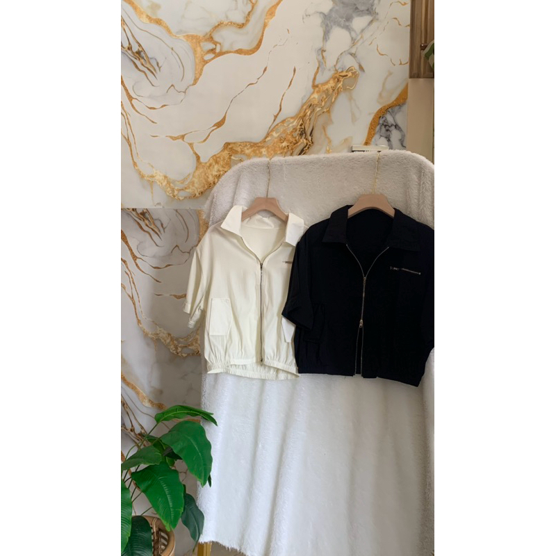 jaket cewe zipper lgn pendek/ jaket double zipper/ jaket kekinian