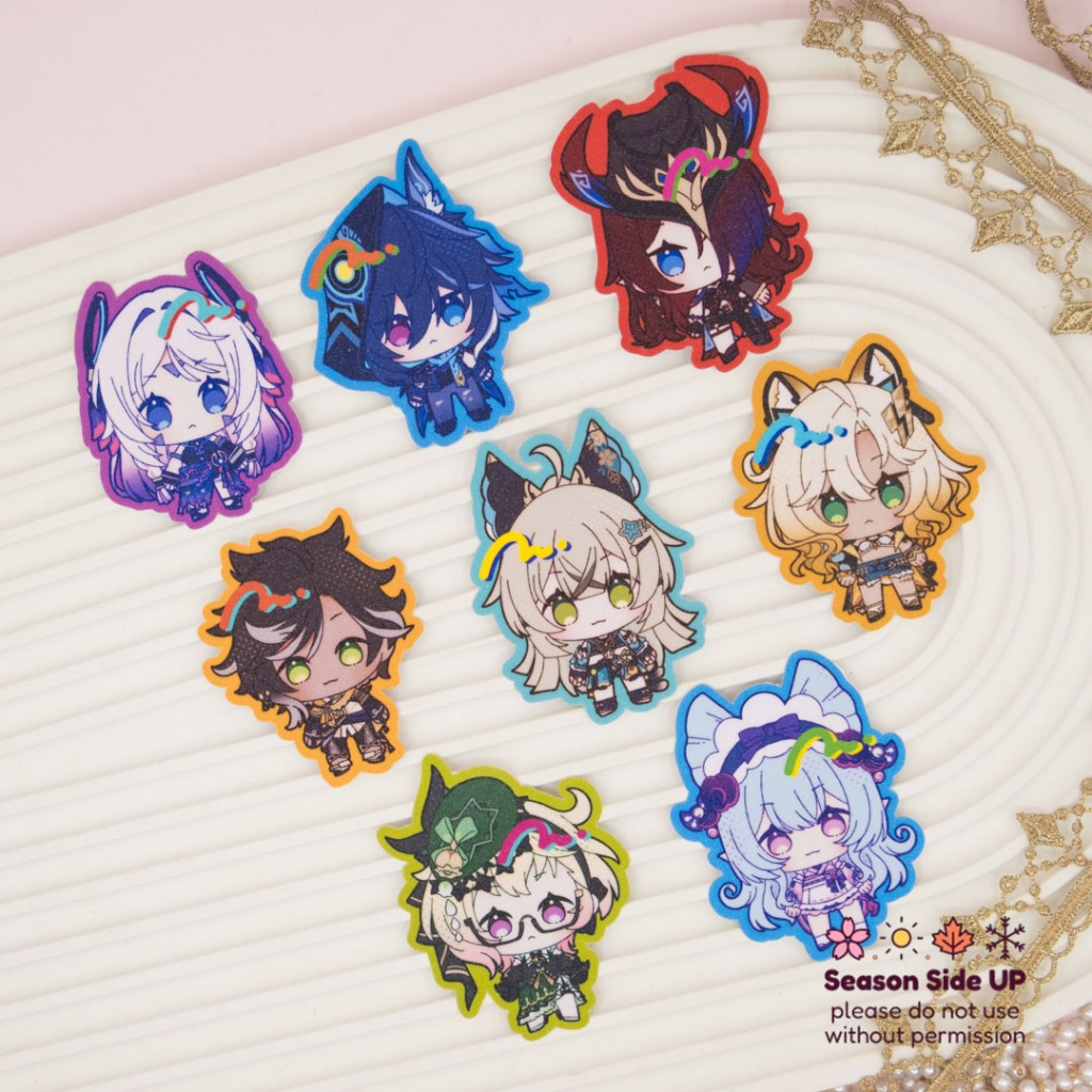 

Genshin Impact Vinyl Glitter Laminated Sticker Group E | Decoration | Journal | Collection | Game | Anime