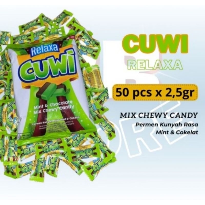 

RELAXA CUWI MIX MINT & CHOCOLATE CHEWY CANDY 115 GR PERMEN KUNYAH