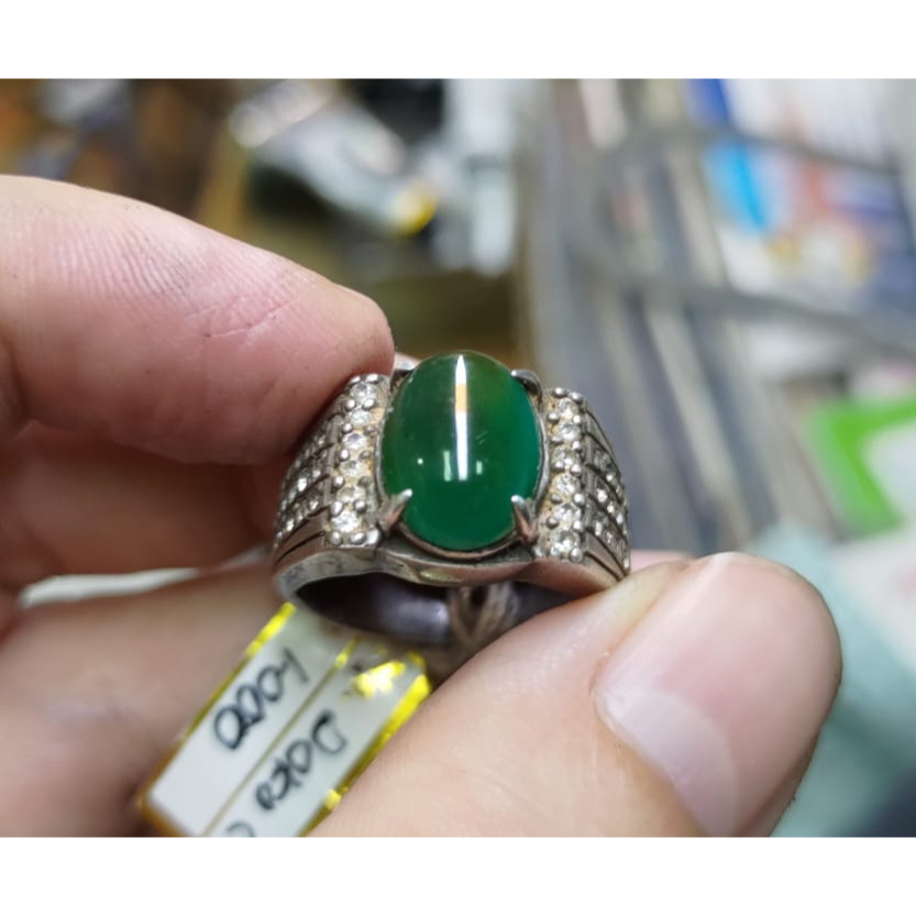 Batu Bacan Doko Cokelat BC113 Size Kantoran Hijau Botol Ikatan Perak