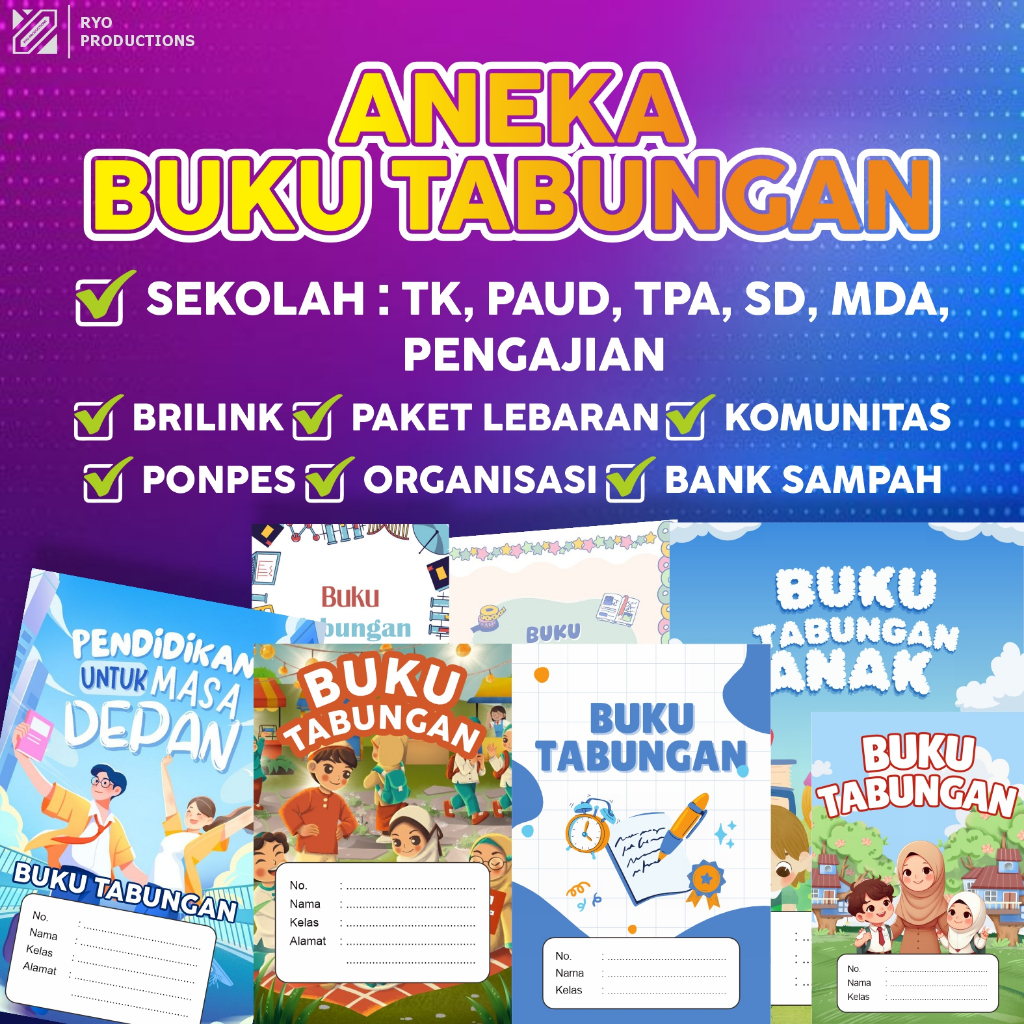 

[ CUSTOM ] Buku Tabungan Sekolah | Majlis | PonPes | Pondok Pesantren | MT | TK | RA | PAUD | SD
