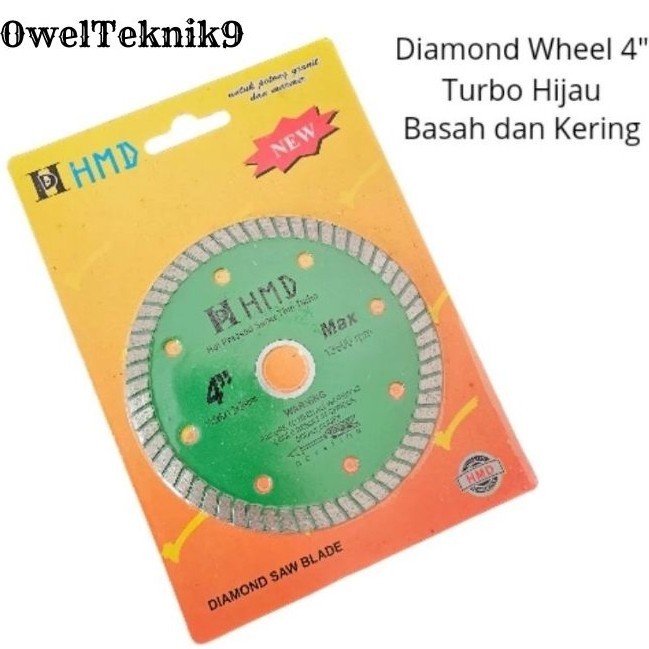 OwelTeknik9 - Diamond Wheel 4" Turbo Basah Kering HMD/Mata Pisau Potong Keramik 4" Basah Kering