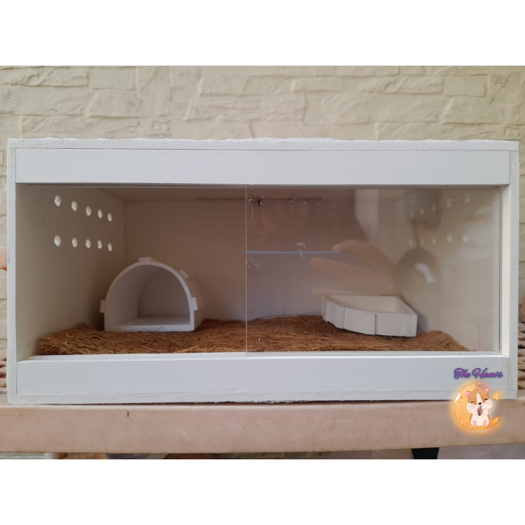 (The Ham's) Kandang reptil/terarium Fullset lengkap PVC akrilik mewah dengan lampu LED usb