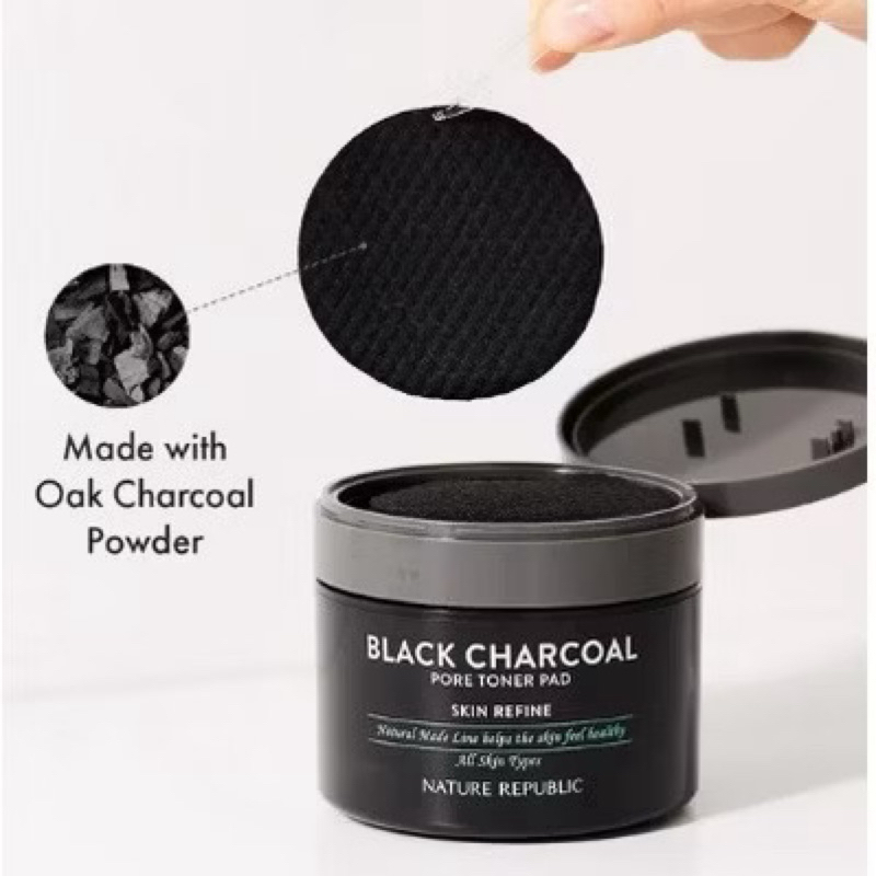Nature Republic Natural Made Black Charcoal Pore Toner 50Pad | Nature Republic Charcoal Pad