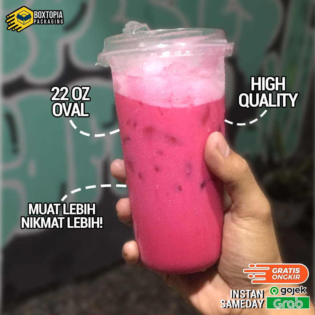 Cup Gelas Plastik Besar Bening 22oz - Cup Gelas Plastik Bening Besar Murah isi 50 pcs