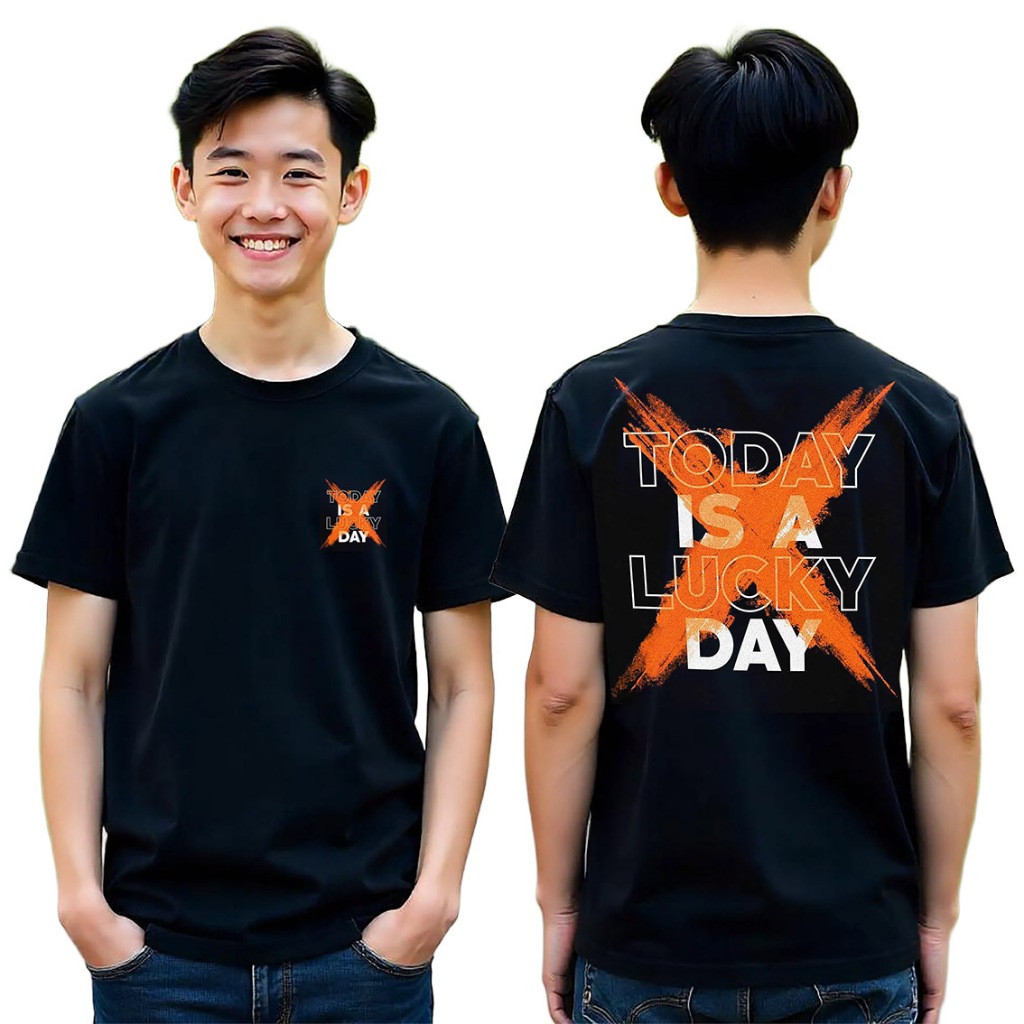Alteru.store Baju LUCKY DAY T-shirt Distro Kaos bahan 24s
