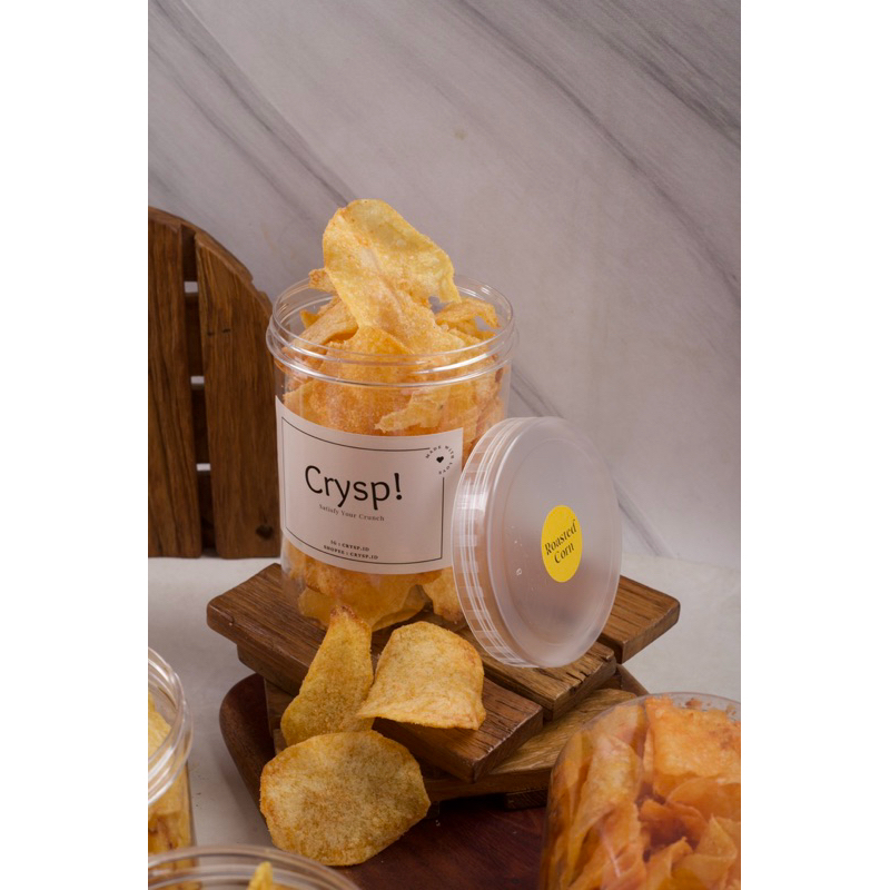 

Crysp - Potato Chips Roasted Corn - Keripik kentang renyah, tipis dan gurih rasa jagung bakar