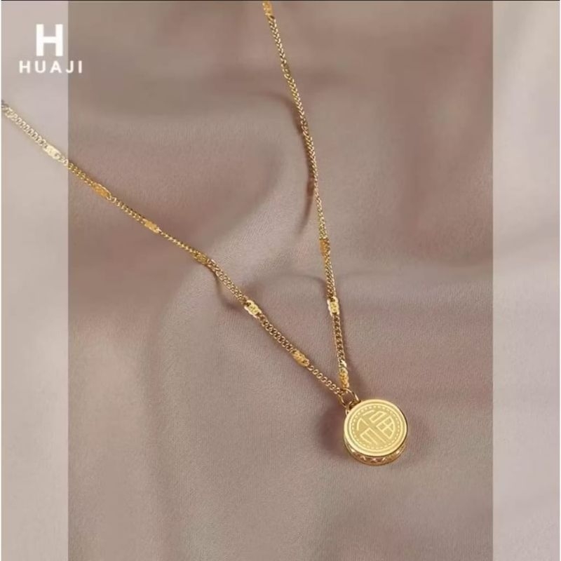 Kalung Wanita titanium Anti karat,kalung wanita Lapis emas