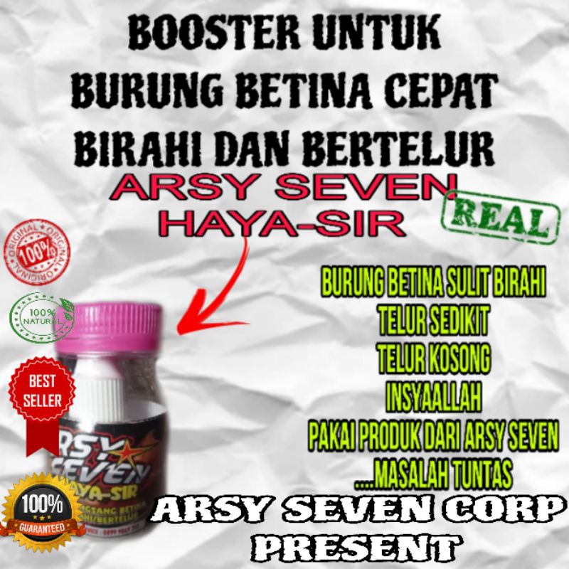 Arsy seven Haya-Sir booster birahi burung betina anti zonk