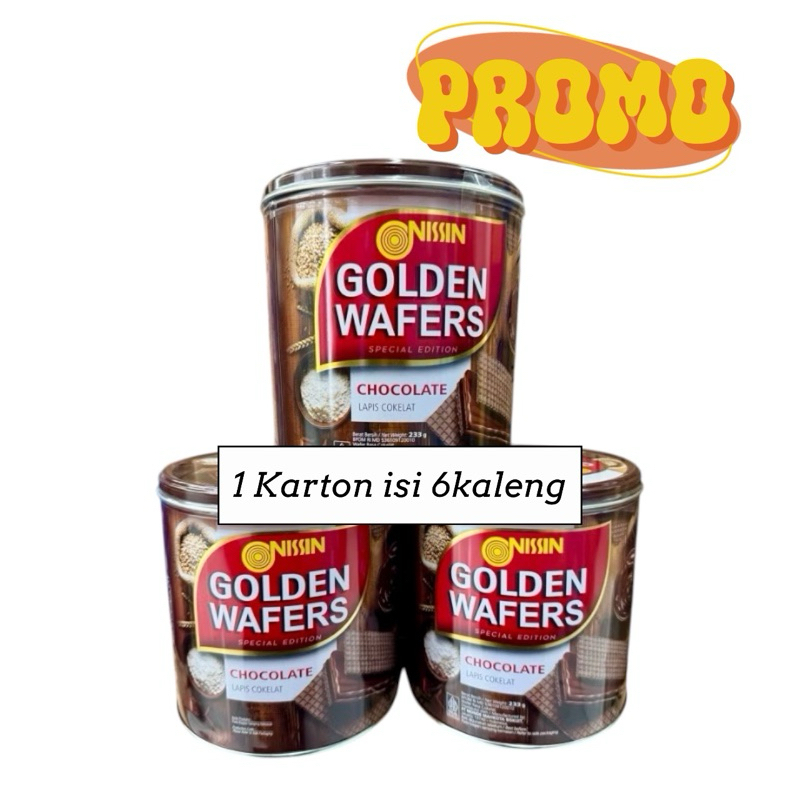 

( KARTON ) Nissin Golden Wafers Chocolate Kaleng 233gr x 6kaleng