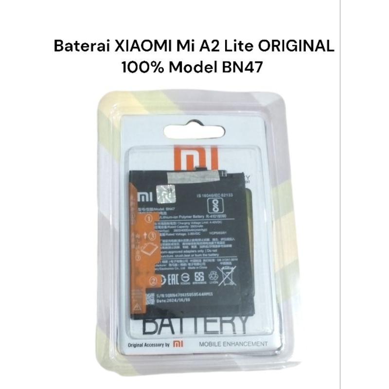[ COD ] Batre Baterai XIAOMI Mi A2 Lite ORIGINAL 100% Model BN47 - Battery Batrei Batere Batrai Tana