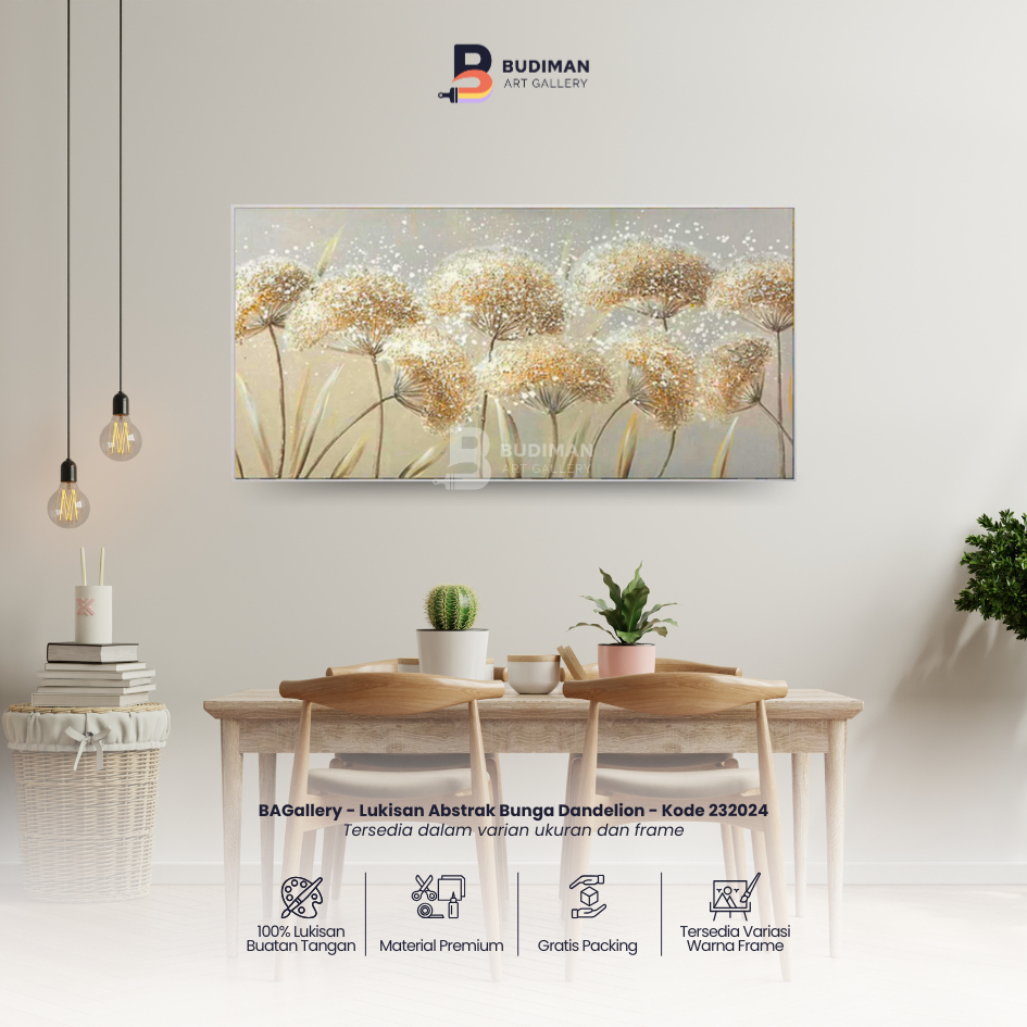 BAGallery - Lukisan Abstrak Hiasan Dinding Aesthetic Bunga Dandelion - Kode 232024