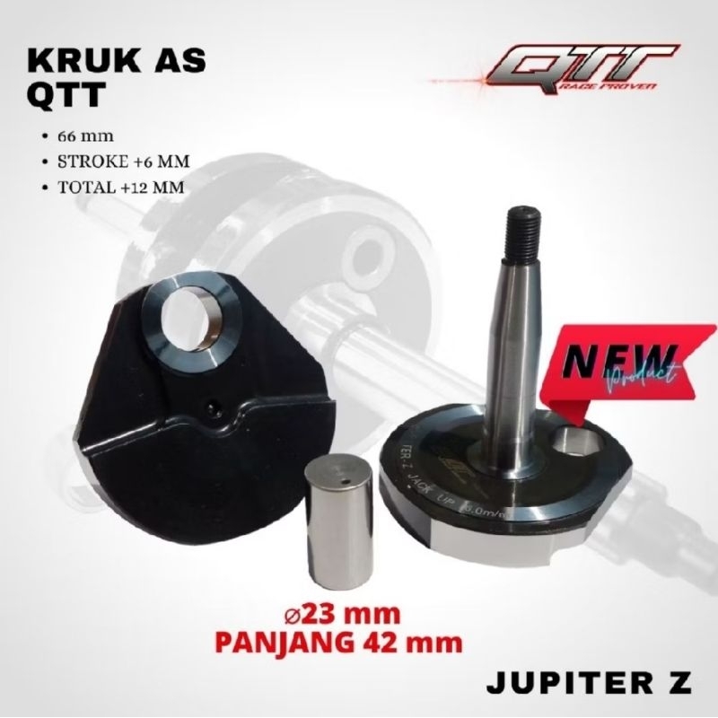Kruk As QTT Crankshaft CNC jupiter z JPZ stroke up +6mm total 12mm (66mm)