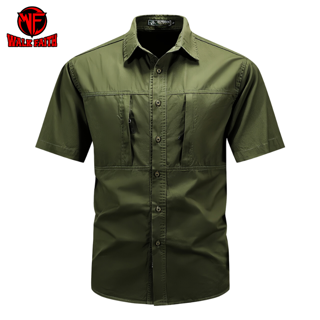 Kemeja Tactical Hijau Army / Kemeja Tactical Pria Lengan Pendek / Kemeja Tactical Pria / Kemeja Tact