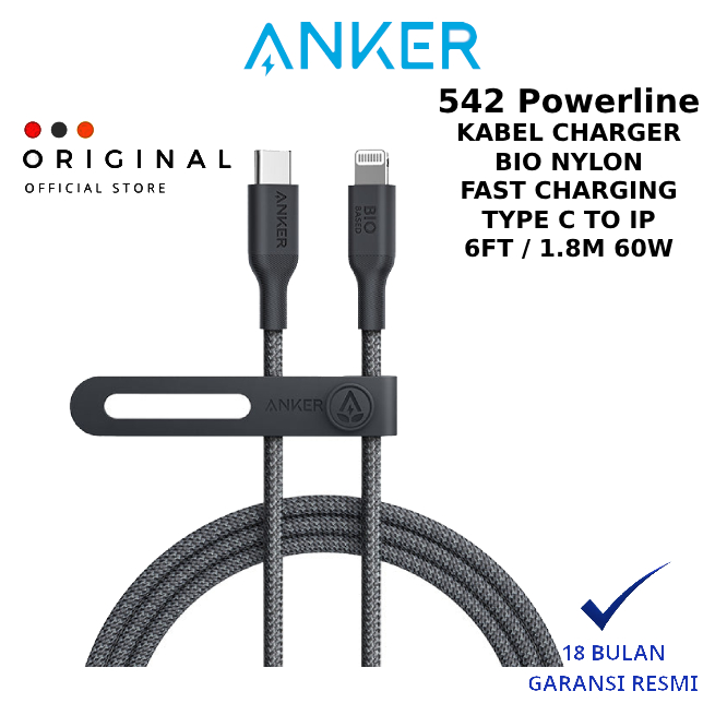Anker 542 USB C to Lightning Cable (Bio-Nylon 6ft) Black A80B6 - ANKER OFFICIAL STORE ( CODE 10046 )