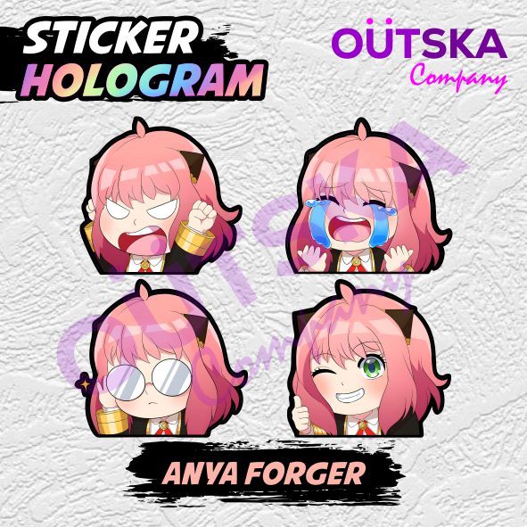 

Stiker Hologram Glossy Mengkilap Anya Forger Spy X Family Nangis Marah Lucu Keren V7 Anti Air Awet