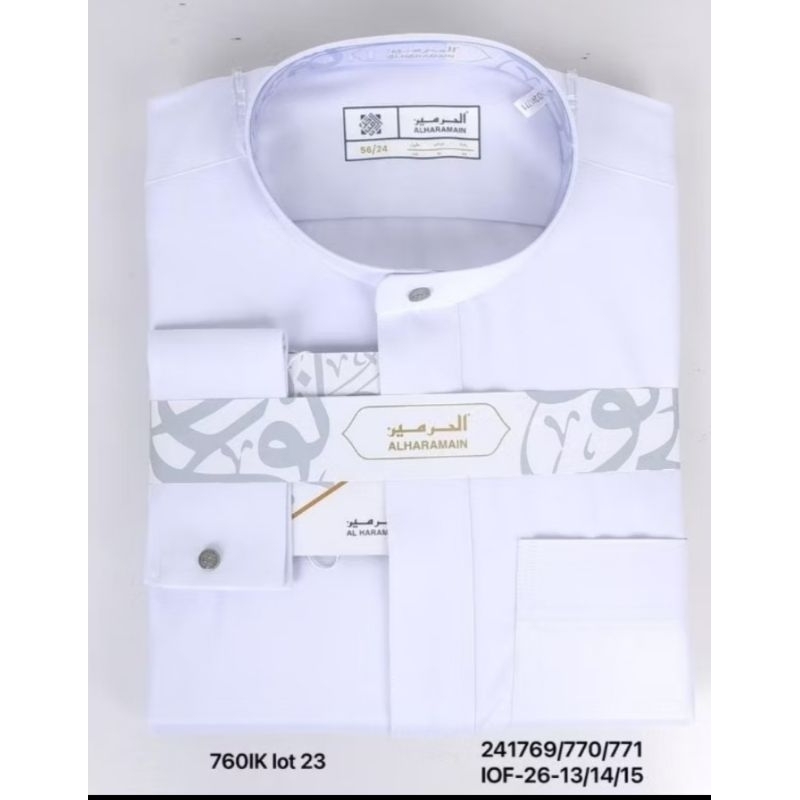 AL Haramain Jubah/Gamis Pria Dewasa Premium Resleting SemiWoll (241769) Putih l