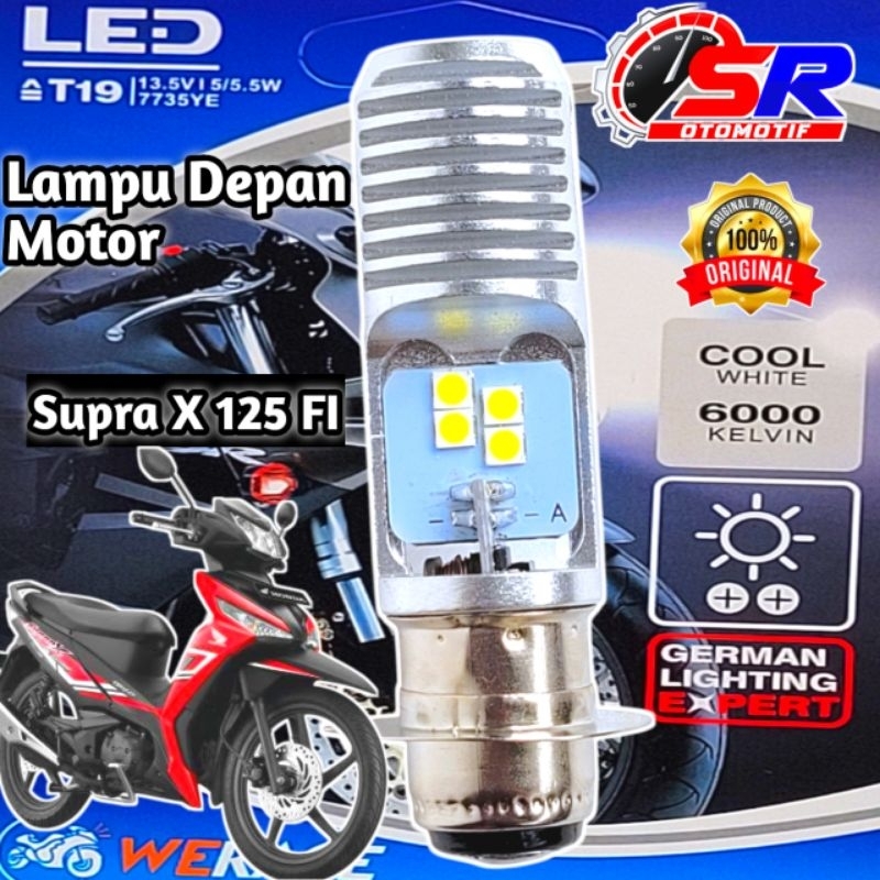 Lampu Depan LED Motor Honda Supra X 125 Fi Soket H6 T19 AC/DC 12 Volt Pengganti Dop/Bohlam Standar
