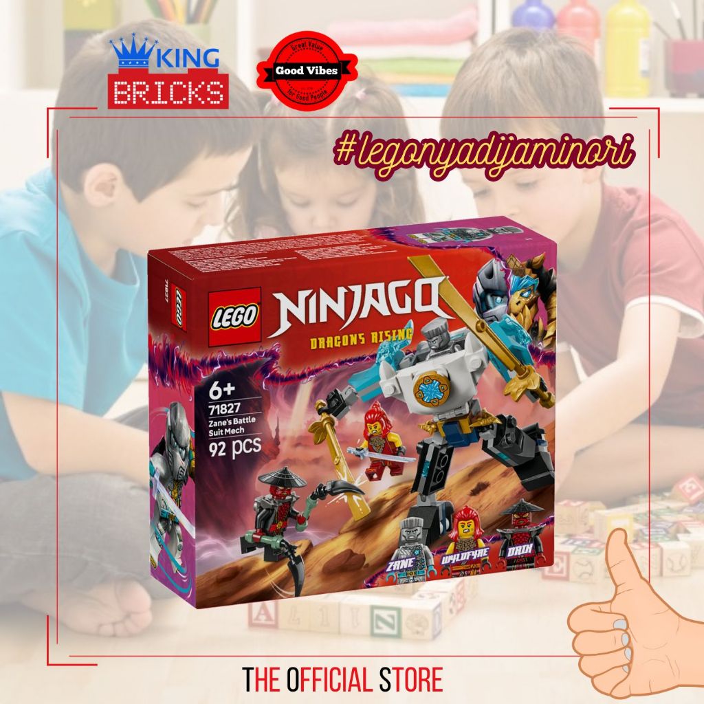 LEGO Original NINJAGO 71827 Zane Battle Suit Mech - Mainan Anak Edukasi Kreatif Robot Naga Ninja Gam