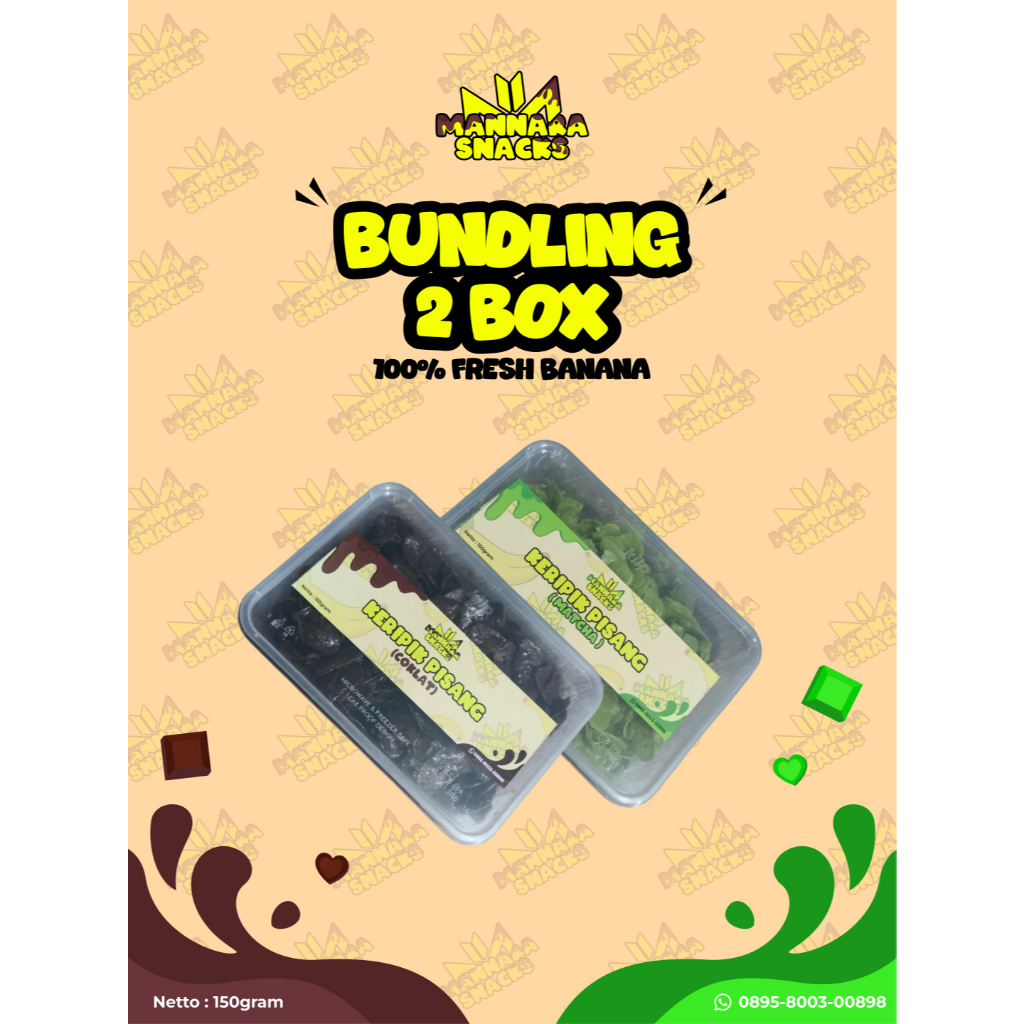 

[Bundling 2 Box Matcha 150g] Kripik Pisang Lumer Mannara Snack | Renyah, Lumer di mulut, dan nagih