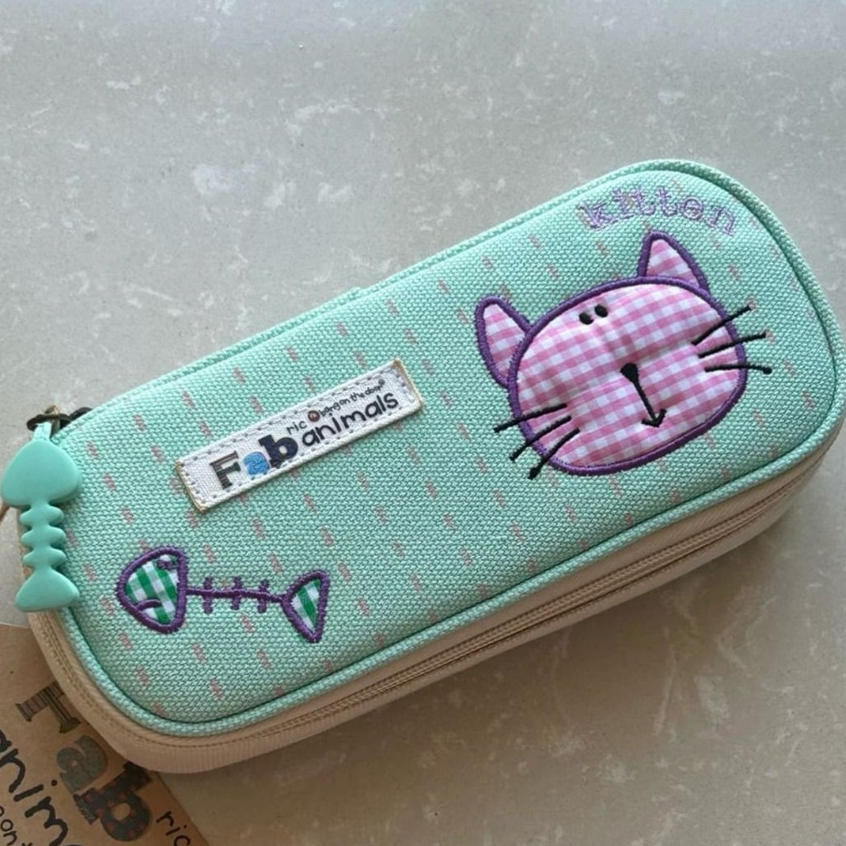 

Cartoon Cute Cat Canvas Stationery Box Large Capacity Pencil Case