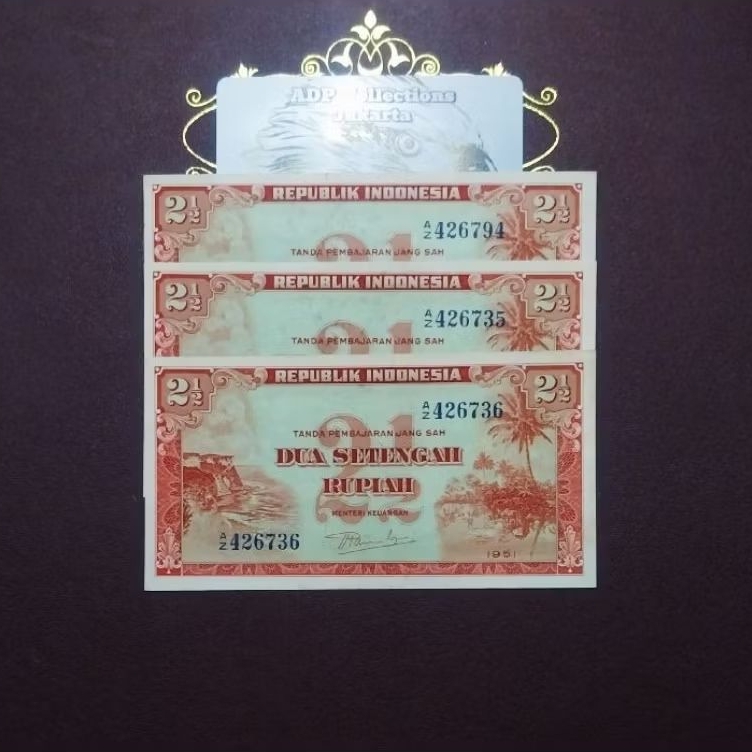Uang kuno 2½ rupiah pemandangan alam 1951