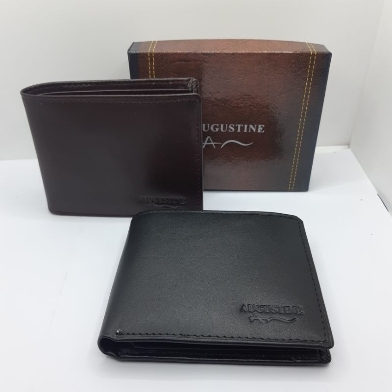 Dompet pria lipat polos augustine dari bahan kulit asli