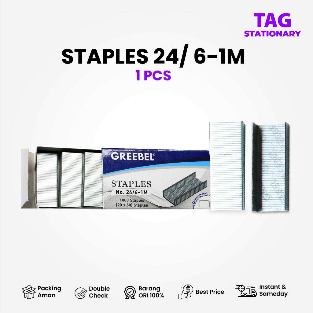 

GREEBEL STAPLES 24 / 6-1M / Isi Stapler / Isi Jepretan / Isi Staples / Timur Agung Grosir