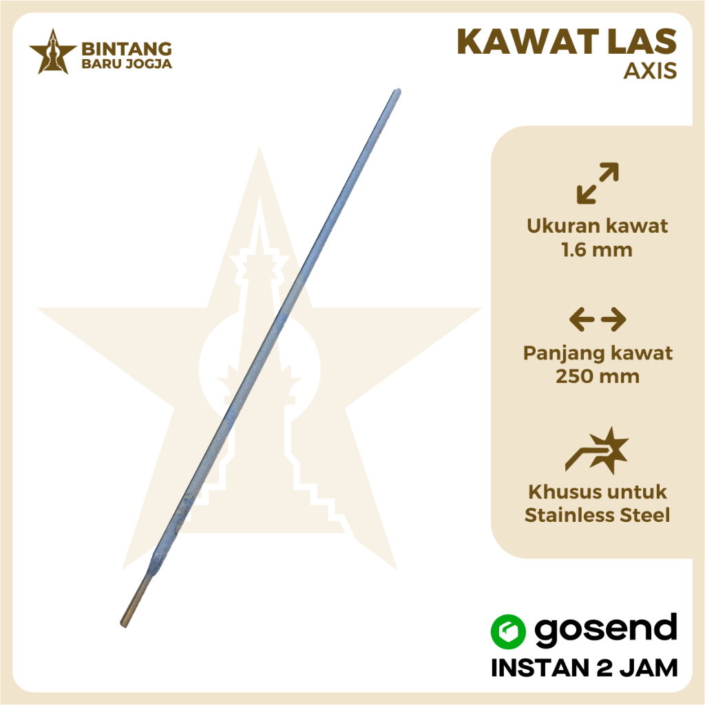 AXIS Kawat Las Stainless 1.6 x 250mm Kawat Las Steinless Steel 1.6mm harga 1 biji Kawat Las Stainles
