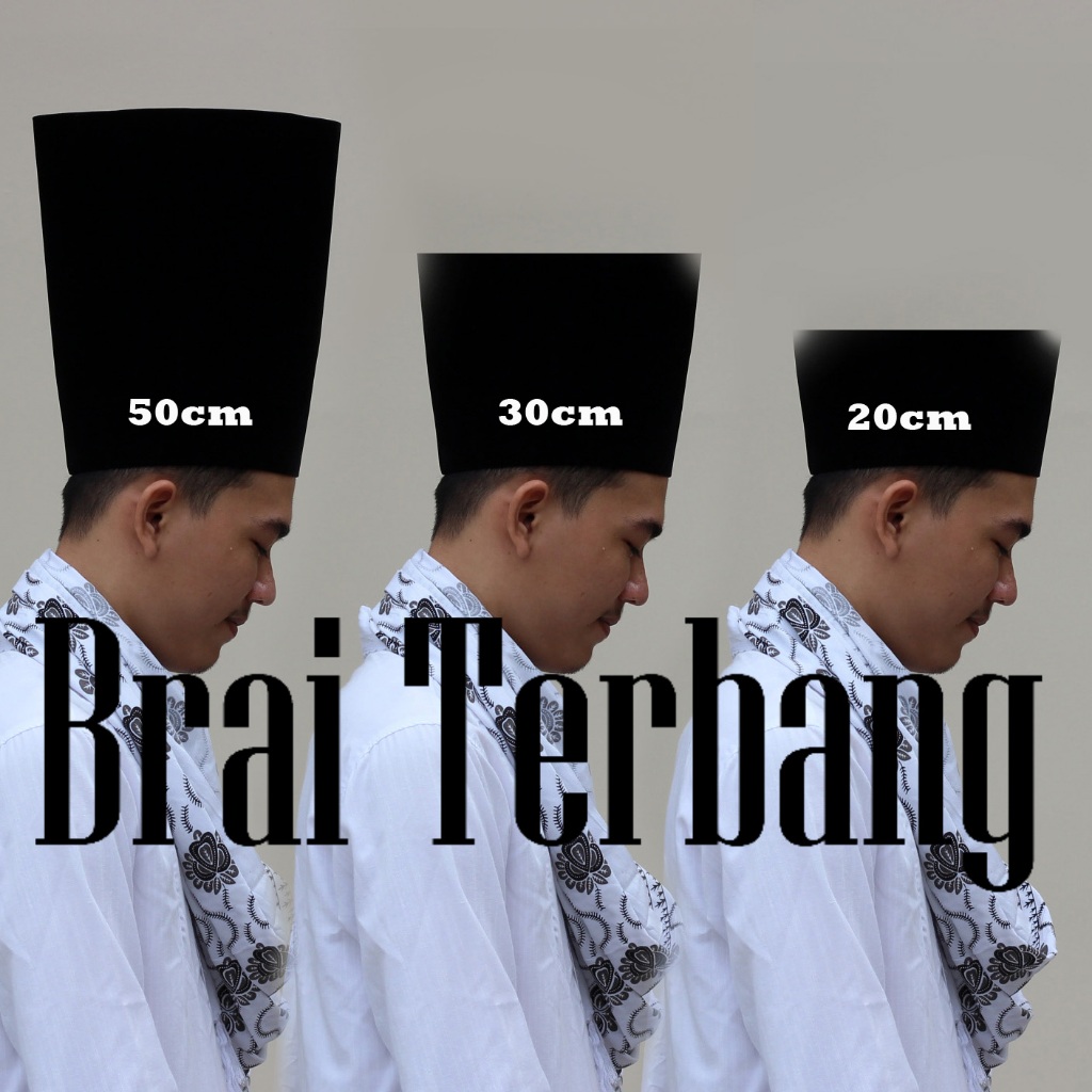 Songkok Peci Kopiah Kopeah Hitam Tinggi 20cm 30cm 50cm Ukuran Dewasa
