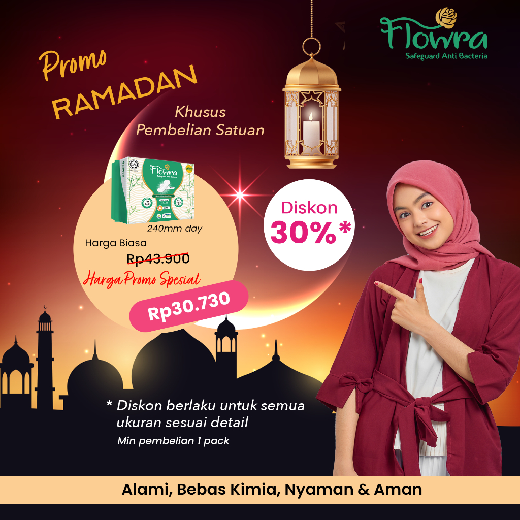 PROMO RAMADHAN Pembalut Flowra Safeguard Day 240 mm, Pembalut dari Serat Bambu Alami, Anti Bakteri