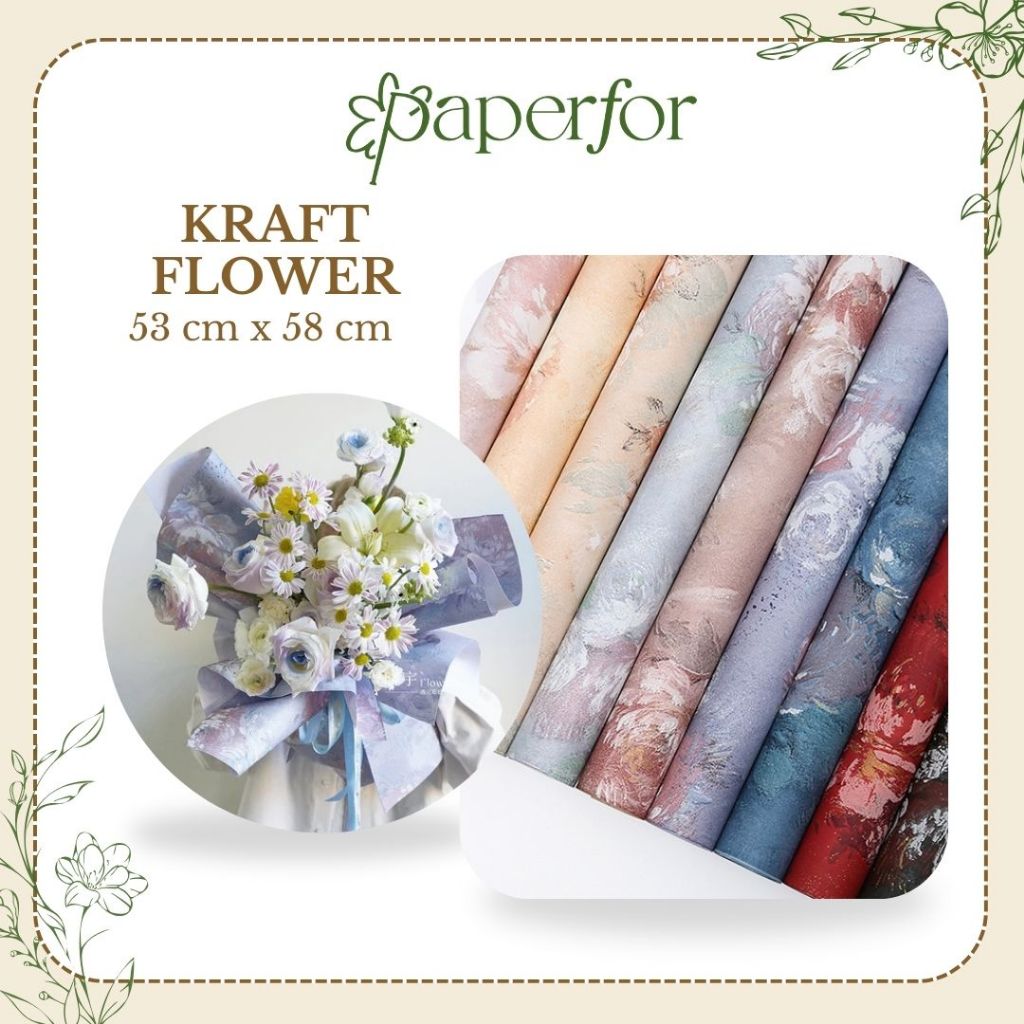 

ECER [ 5 Lembar ] / GROSIR Kertas Buket Bunga Kraft Flower