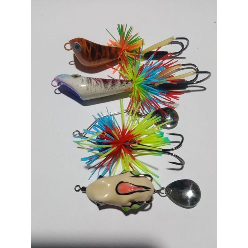 Paket umpan Casting Super hemat A isi 4pcs (Triangel, geol Rattel slim, mini Spiner dan Soft Frog) u