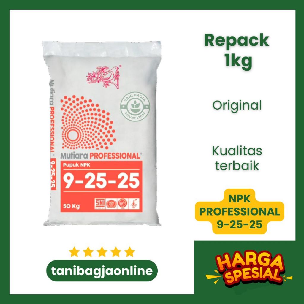 PUPUK NPK MUTIARA PROFESSIONAL 9-25-25 (REPACK) 1KG | PUPUK TANAMAN | pupuk daun pupuk buah